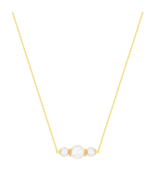 Kiku Trendy 0.08 Carat Diamond and Pearl Necklace 