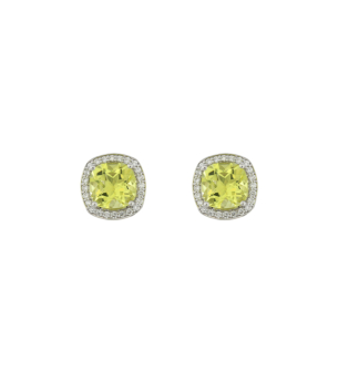 Vera 18k White Gold Yellow Quartz and Diamond Earrings