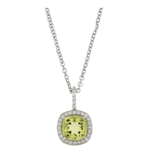Vera 18k White Gold Yellow Quartz and Diamond Necklace