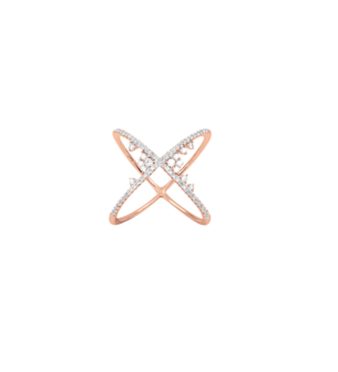 خاتم "فيري تيل" على شكل ''X" متداخل مرصَّع بالألماس والذهب عيار 18 قيراط