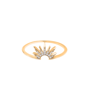  Diamond Sunrise Engagement Ring in 18K Gold