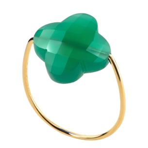 Morganne Bello Green Agate Clover Yellow Gold Ring