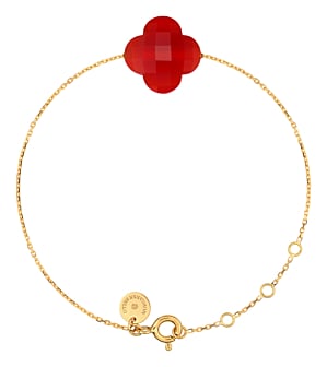 Morganne Bello Red Carnelian Clover Yellow Gold Bracelet
