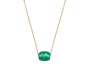 Morganne Bello Green Agate Cushion Yellow Gold Necklace