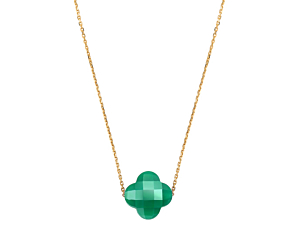 Morganne Bello Green Agate Clover Yellow Gold Necklace