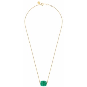 Morganne Bello Green Agate Cushion Oversize Yellow Gold Necklace