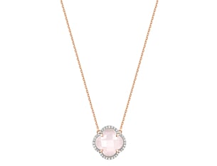 Morganne Bello Milky Pink Quartz + Diamonds Rose Gold Victoria Necklace