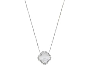 White Mother Of Pearl + Diamonds White Gold Victoria Necklace