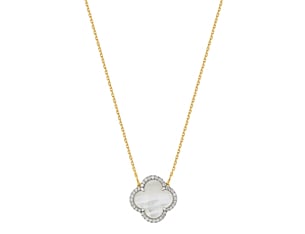 Mother Of Pearl + Diamonds Yellow Gold Victoria Necklace