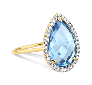 Morganne Bello Ring With Swiss Blue Topaze And Diamond