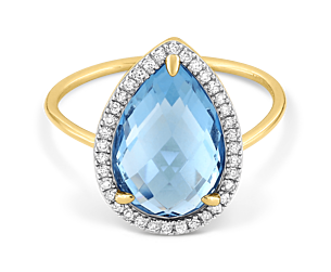 Morganne Bello Ring With Swiss Blue Topaze And Diamond