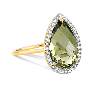 Morganne Bello Ring With Olive Quartz And Diamond