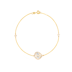 Al Qasr One Charm (Drop-Shaped)  Diamond Tin Cup Bracelet in 18K Yellow and White Gold 