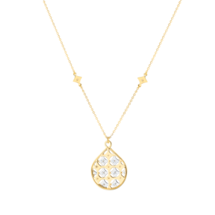 Al Qasr Arabesque (drop-Shaped) Diamond Necklace in 18K Yellow and White Gold
