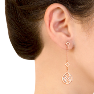 Al Qasr Drop-Shaped Drop Earrings in 18K Rose and White Gold 