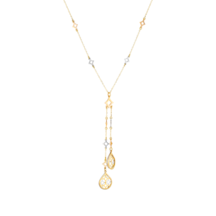 Al Qasr Two Pendant Drop-Shaped  Necklace in 18K Rose and White Gold 