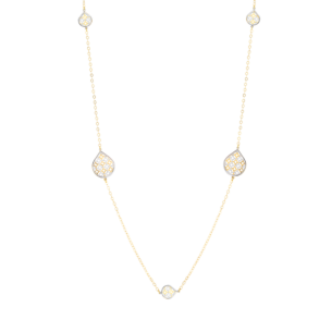Al Qasr Drop-Shaped Long Tin Cup Necklace in 18K Rose and White Gold 