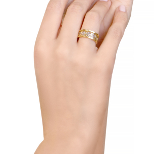 Al Qasr Arabesque Small Ring in 18K Yellow and White Gold 