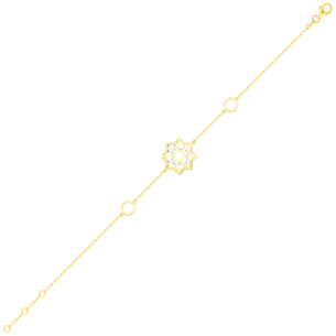 السوار مع خرزات والتعويذات الثلاثة لنجمة القصر (على شكل ثماني الأضلاع) 18 قيراطًا بالذهب الأصفر والأبيض