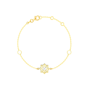 Al Qasr Star Three Charms (Octangonly Shaped)  Tin-Cup-Bracelet In 18K Yellow And White Gold