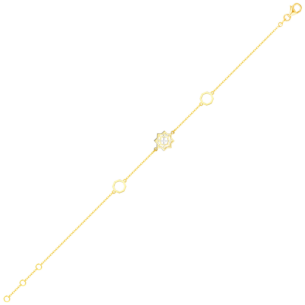 السوار مع خرزات والتعويذات الثلاثة لنجمة القصر (على شكل ثماني الأضلاع) 18 قيراطًا بالذهب الأصفر والأبيض