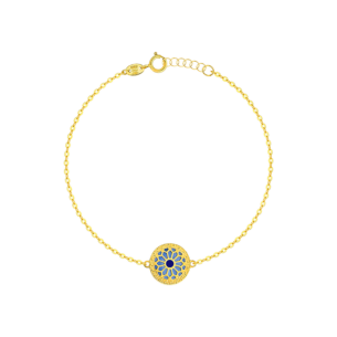 Amelia Athens 18k Yellow Gold Bracelet with Blue and White Mother of Pearl