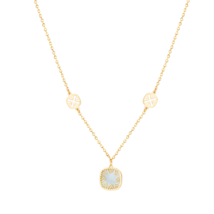 Amelia Alhambra Palace Coloured Mother Of Pearl Necklace in 18K Yellow Gold 