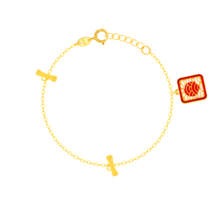 Amelia Tokyo Double T Bar Two Faced Charm 18K Yellow Gold anklet 