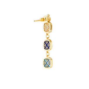 Amelia Granada Coloured Mother Of Pearl Double Sided Drop Earrings in 18K Yellow Gold 