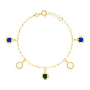 Amelia Marrakesh 18k Yellow Gold Anklet with Blue and Green Mother of Pearl