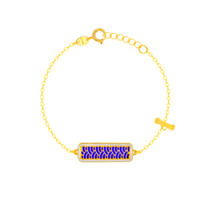 Amelia Large Rectangle Two Faced Bracelet With Single T Bar In 18K Yellow Gold  
