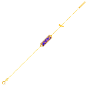 Amelia Large Rectangle Two Faced Necklace With Single T Bar In 18K Yellow Gold  