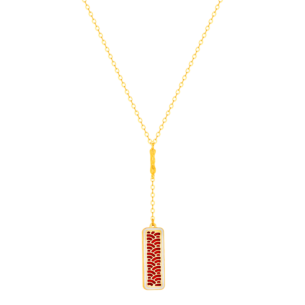 Amelia Tokyo Y Shaped Rectangle Motif Two Faced Necklace 18K Yellow Gold 
