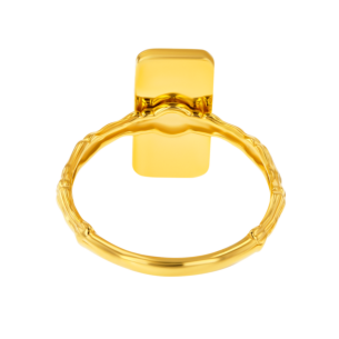 Amelia Blue Rectangle Single Motif 18K Yellow Gold Ring 