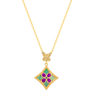 Amelia Versailles Garden Star Double Sided Necklace in 18K Yellow Gold