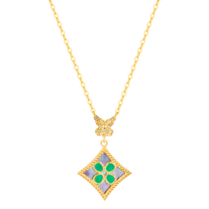 Amelia Versailles Garden Star Double Sided Necklace in 18K Yellow Gold