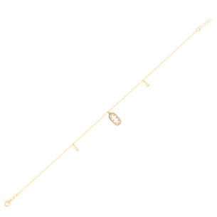 Amelia España White Mother Of Pearl Anklet in 18K Yellow Gold 