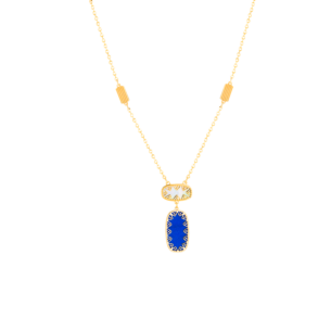 Amelia Magical Dusk Coloured Mother Of Pearl Two Motifs Necklace in 18K Yellow Gold 