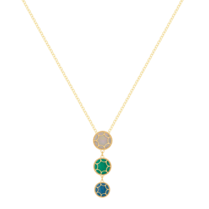 Amelia Trio Motif Necklace 18K Yellow Gold with Multi Coloured Mother Of Pearl