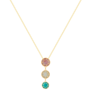 Amelia Trio Motif Necklace 18K Yellow Gold with Multi Coloured Mother Of Pearl
