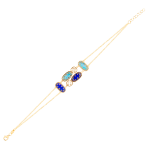 Amelia Andalusia Coloured Mother Of Pearl Bracelet Six Motifs in 18K Yellow Gold 