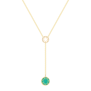 Amelia Roma Y Necklace 18K Yellow Gold With Turquoise Pink Coloured Mother Of Pearl