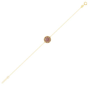 Amelia Roma Single Motif Bracelet 18K Yellow Gold With Pink White Mother Of Pearl