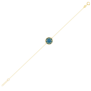 Amelia Roma Bracelet in 18K Yellow Gold With Turquoise Blue Mother of Pearl 