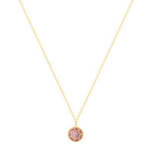 Amelia Roma Single Motif Necklace 18K Yellow Gold With Pink White Coloured Mother Of Pearl