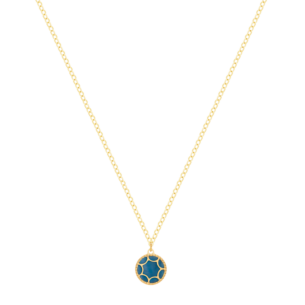 Amelia Roma Single Motif Necklace 18K Yellow Gold With Turquoise Blue  Coloured Mother Of Pearl