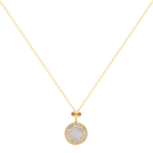 Amelia Roma Dual Motif Necklace 18K Yellow Gold With Pink White Coloured Mother Of Pearl 