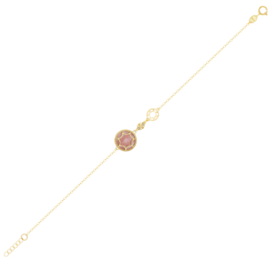 Amelia Roma Double Motif  Bracelet in 18K Yellow Gold With Pink White Mother of Pearl 