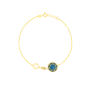 Amelia Roma Double Motif  Bracelet in 18K Yellow Gold With Turquoise Blue Mother of Pearl 