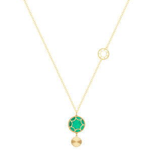 Amelia Roma Dual Descending Motif Necklace 18K Yellow Gold With Turquoise Blue  Coloured Mother Of Pearl 